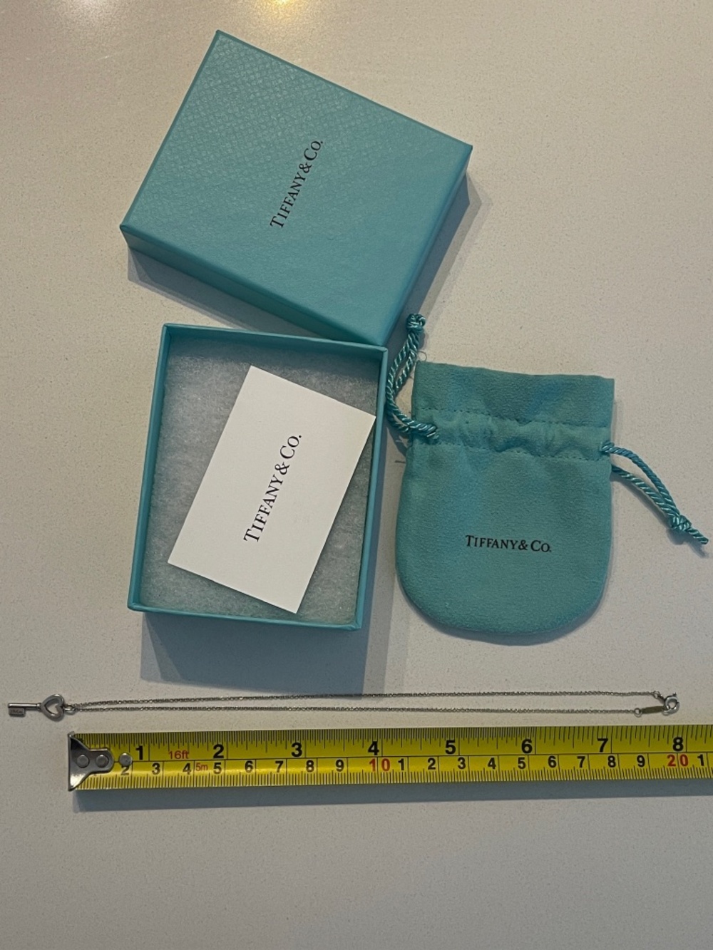 Tiffany & Co. Iconic Sterling Silver .925 Mini Heart Key Pendant Necklace 18" - Picture 9 of 10